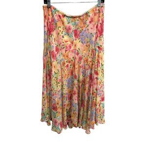 Newsworthy Floral Pull On Midi Skirt Multicolor Sz XL Bohemian Spring Cottage